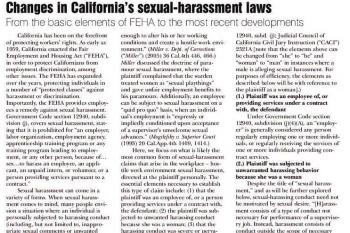 changes in california sexual harassment laws