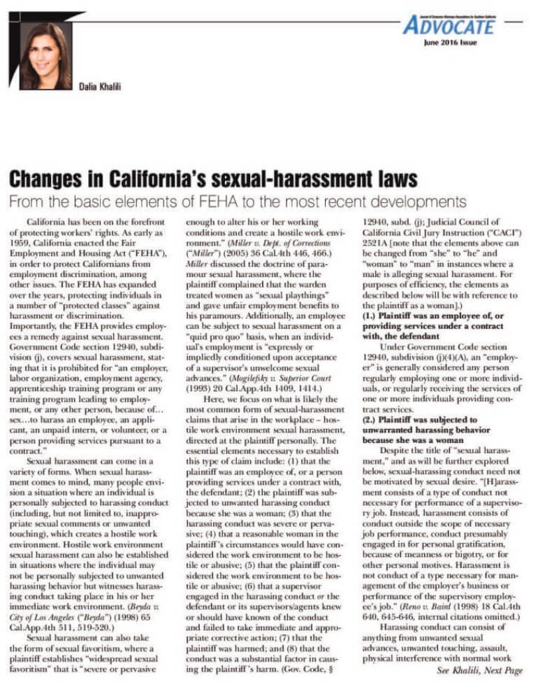 Changes In Sexual Harassment Laws Article